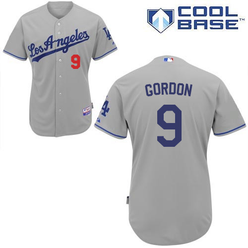 Dee Gordon #9 MLB Jersey-L A Dodgers Men's Authentic Road Gray Cool Base Baseball Jersey